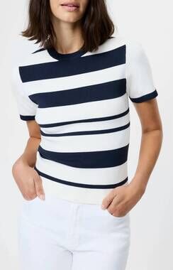 NEW FRENCH CONNECTION maxime knit striped top in white